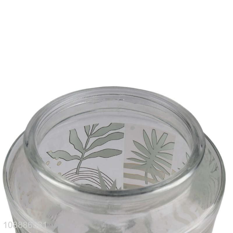 Best selling glass printed sealed food container storage jar wholesale