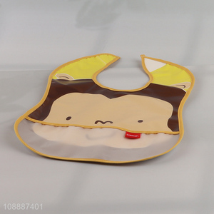 Good quality cute cartoon baby bibs waterproof feeding bibs with pocket