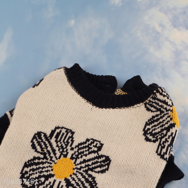 New Product Flower Pattern Dog Sweater Winter Pet Dog Puppy Clothes