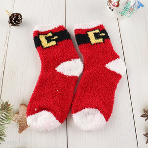 Hot selling winter slipper socks Christmas fuzzy socks for women