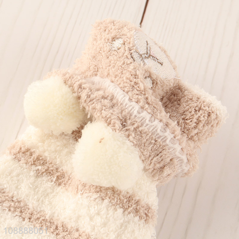 Hot selling winter slipper socks cute animal microfiber crew socks