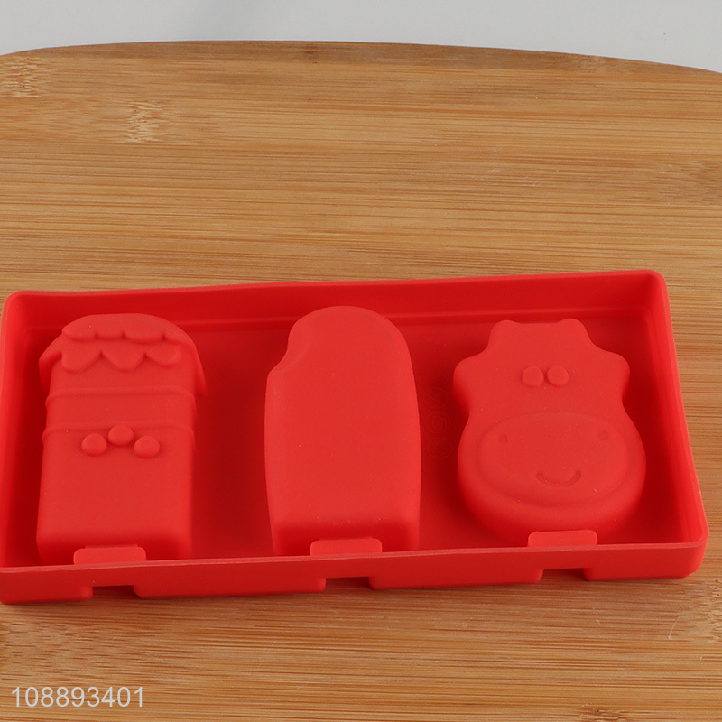 Top sale red silicone cartoon popsicle mold ice pop mold