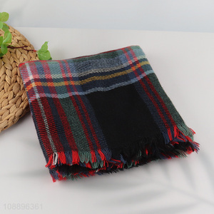 Hot selling winter neck warmer soft plaid <em>scarf</em> for men women