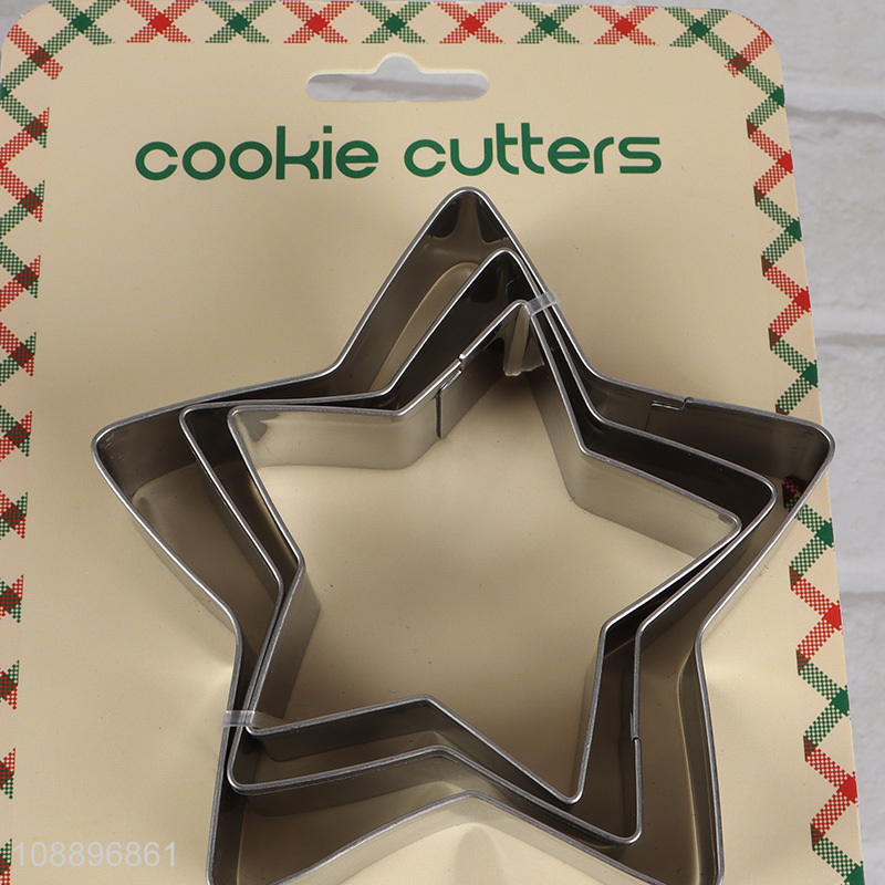 China wholesale 3pcs star shape stainless steel cookies cutter cookies mold