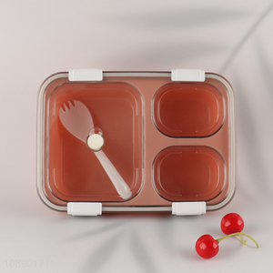 Wholesale 850ml 3-compartment bpa free plastic bento lunch box for adults