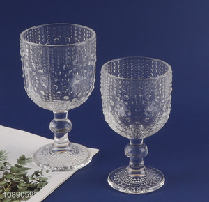 New design embossed glass wine glasses champagne glasses for home