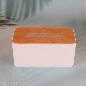 Top quality home pp tissue box with bamboo lid