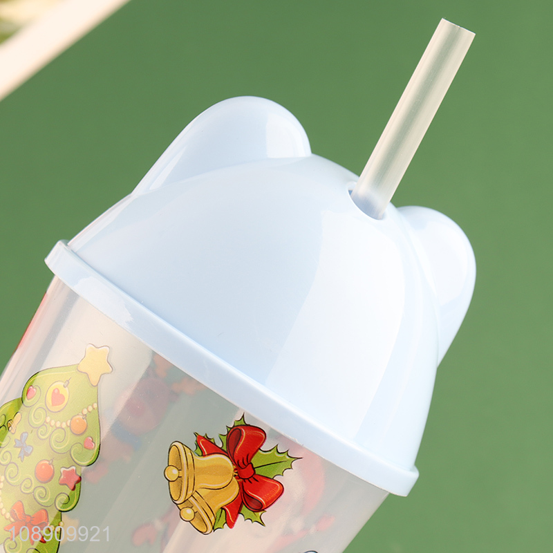 Good Price 500ml Cute Christmas Plastic Cup with Lid and Straw