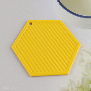 Factory price hexagonal coasters pot holders silicone trivet mats