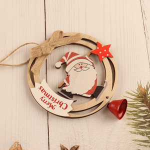 Wholesale Hollow Wooden Snowman Christmas Tree Hanging Ornament with Bell