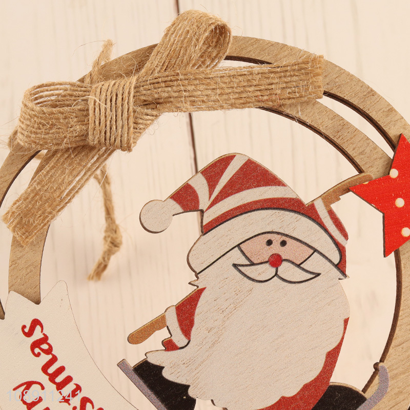 Wholesale Hollow Wooden Snowman Christmas Tree Hanging Ornament with Bell