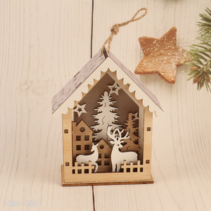 High Quality Led Christmas Wooden House Christmas Tree Hanging Ornaments