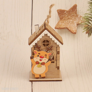 New Arrival Hanging Led Christmas <em>Wooden</em> House <em>Craft</em> Festival Ornaments