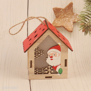 Factory Supply Christmas Led Light Wooden House Hanging Luminous House