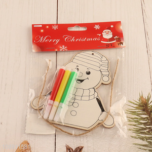 Hot Sale DIY Coloring Christmas Wooden Snowman Christmas Tree Ornaments