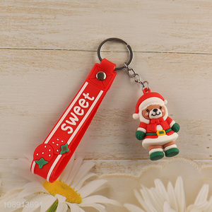 Factory Supply Christmas Silicone Keychain Keyring for Kids