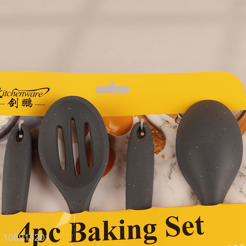 Popular products 4pcs black non-stick silicone baking tool set for home