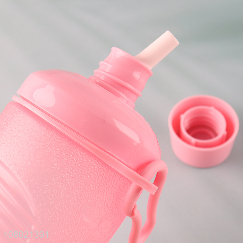 China factory pink portable plastic water bottle with handle