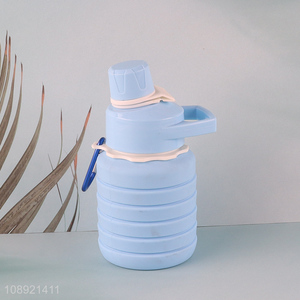 Best sale blue silicone folding 500ml water bottle drinking bottle