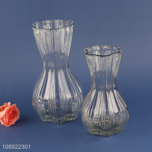 China wholesale glass clear flower vase hydroponic vase for home decor