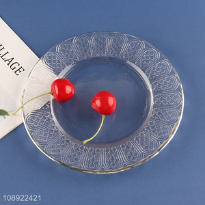 High quality round clear glass fruit plate dinner plate for sale