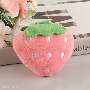 High quality strawberry shape pet dog chew toy squeaky plush toy