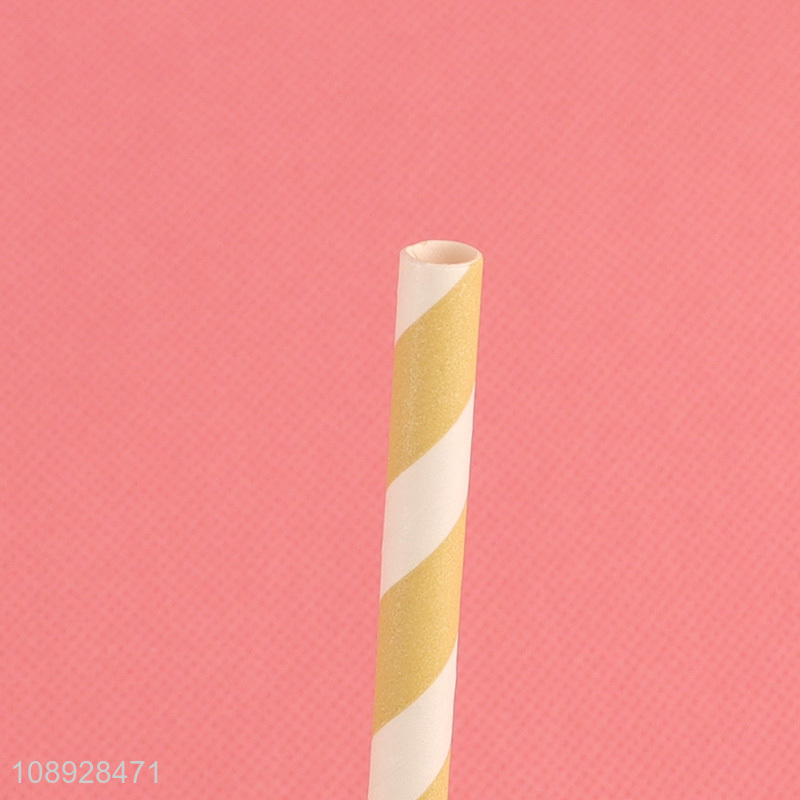 Factory Supply Striped Paper Straws Biodegradable Disposable Straws