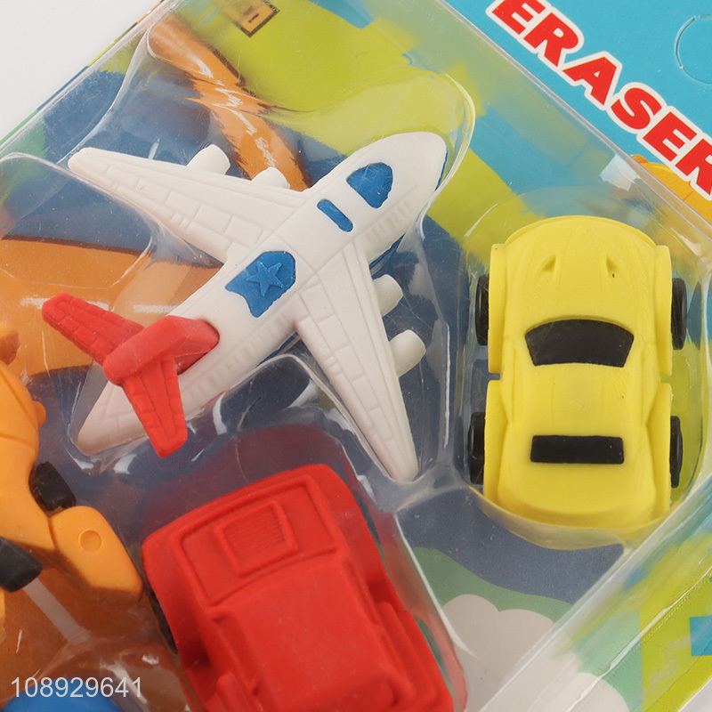 Best selling traffic series kids stationery eraser set wholesale