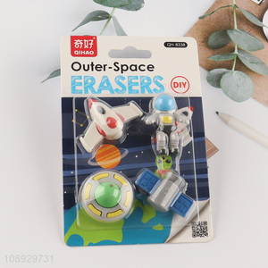 Good quality outer-space series students stationery eraser set for sale