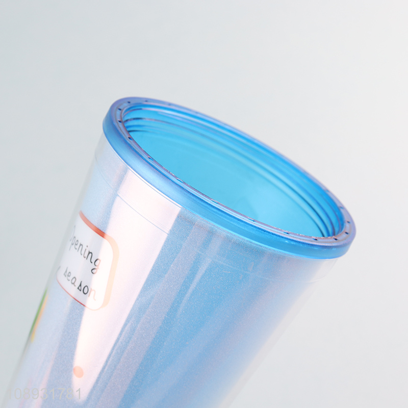 New product cartoon double-layer plastic straw water cup