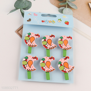 New arrival 6pcs cartoon wooden clips set for school office