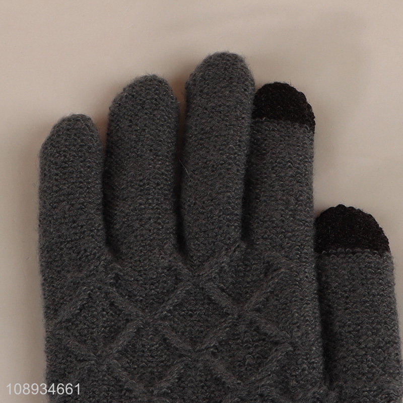 High quality men's winter gloves touch screen knit gloves