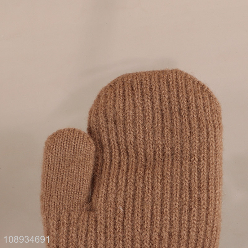 Good quality kids winter warm knit gloves for camping cycling