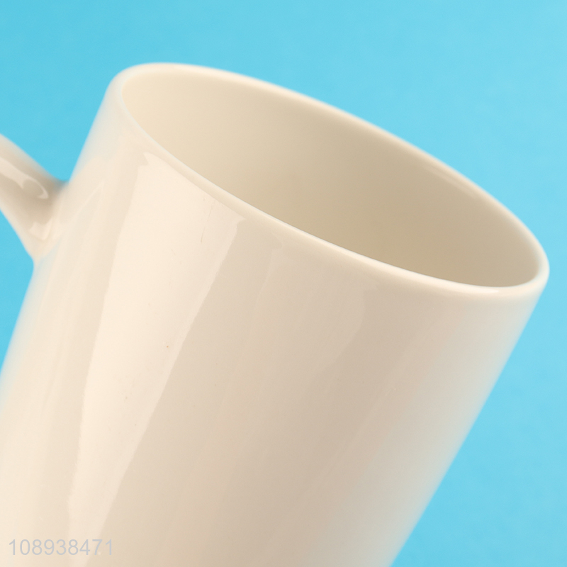 China supplier white ceramic water cup drinking cup with handle