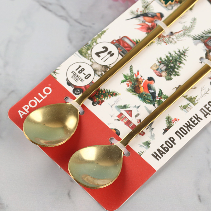 Top selling 2pcs christmas series stainless steel spoon set