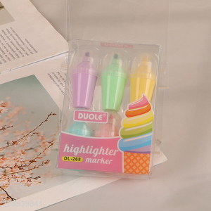 Hot Selling 6 Colors Ice Cream Shape Highlighters Kawaii Marker Pens