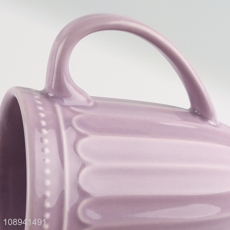 New style purple ceramic water cup water mug with handle