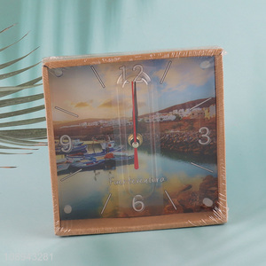 Yiwu market square glass table clock desk clock for decoration