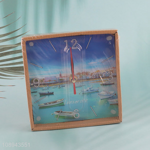 China factory tabletop decoration square glass table clock