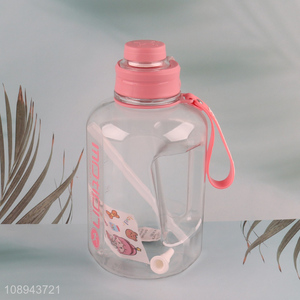 Good Quality 1600ml Clear Plastic Sports Water Bottle with Straw & Stickers