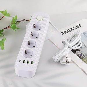 New Product Multi-Function European Power Strip with 4 Sockets 3 USB Ports