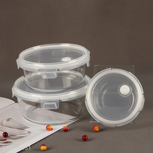 Low price round glass food storage container food crisper