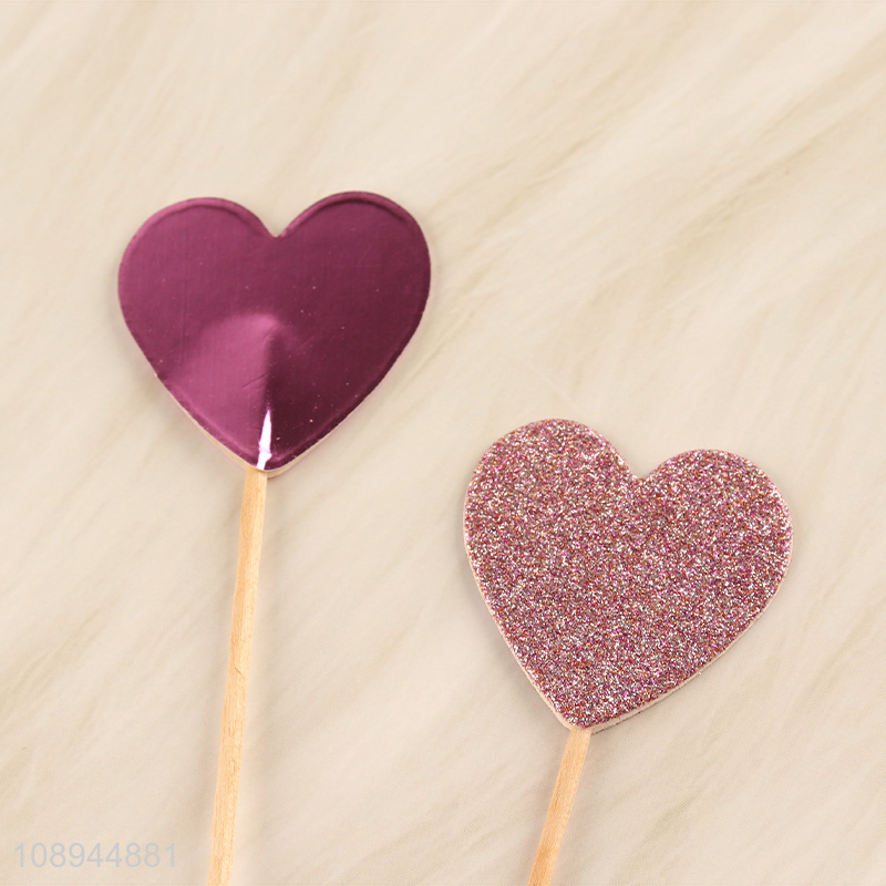 High Quality 4PCS Heart Cupcake Toppers Cupcake Fruit Toothpicks