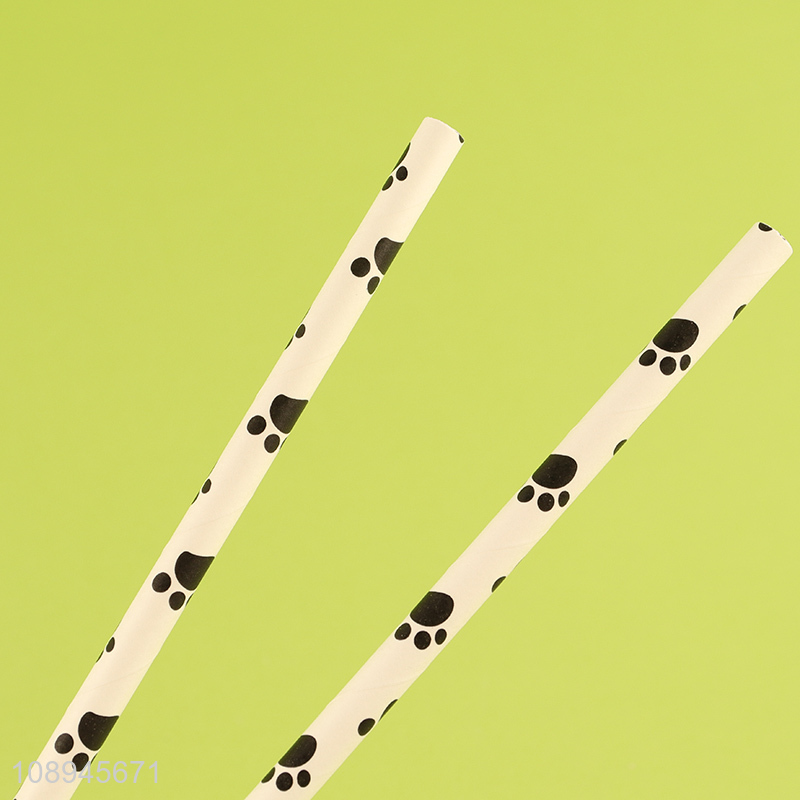 Wholesale Dog Paw Print Paper Straws Biodegradable Straws