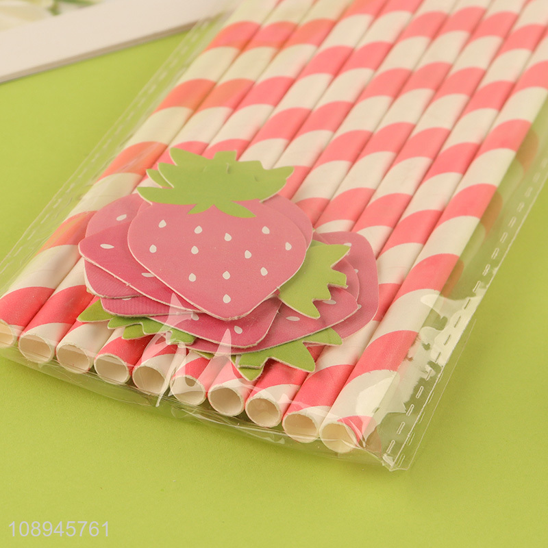 Hot Sale Disposable Strawberry Paper Drinking Straws for Juice