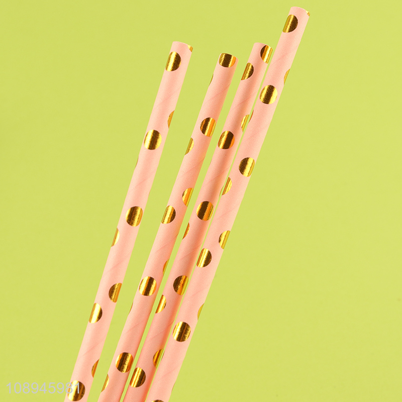 Factory Wholesale Polka Dot Paper Straws Corktail Straws