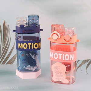 Wholesale 550ML Outdoor Travel Plastic Water Bottle with Straw & Strap