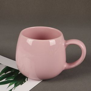 Low price pink ceramic water cup drinking cup with handle