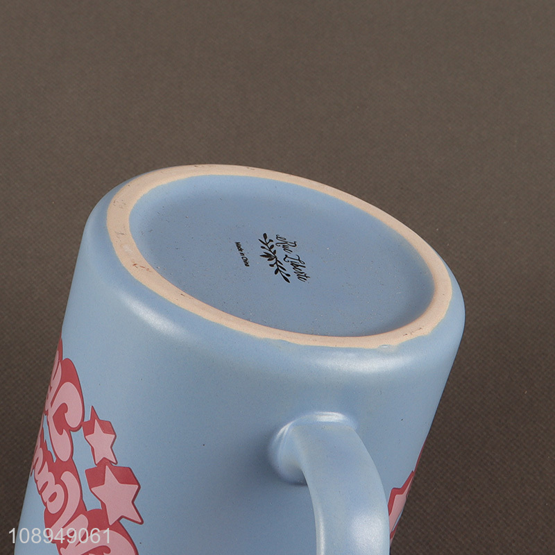 Good sale printed ceramic water cup drinking cup with handle