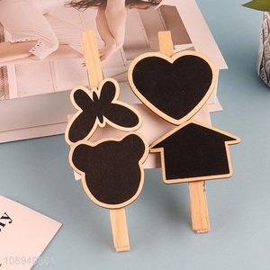 Hot Selling 4PCS Wooden Mini Chalkboard Clips for Home Office & Party